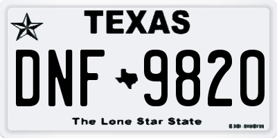 TX license plate DNF9820