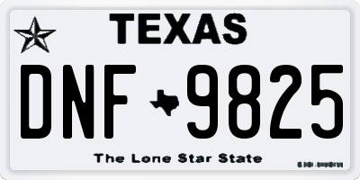 TX license plate DNF9825