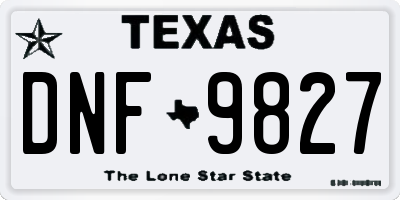 TX license plate DNF9827