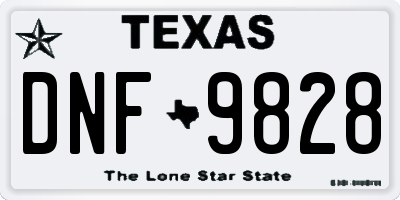 TX license plate DNF9828