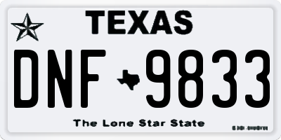 TX license plate DNF9833