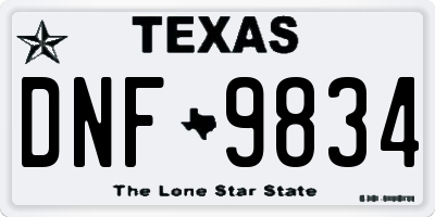 TX license plate DNF9834