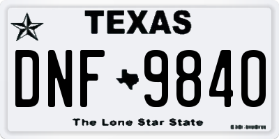 TX license plate DNF9840