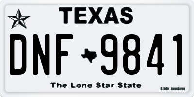 TX license plate DNF9841