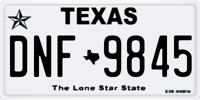 TX license plate DNF9845