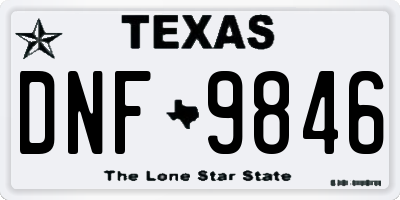 TX license plate DNF9846