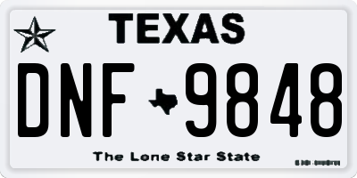 TX license plate DNF9848