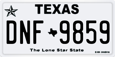 TX license plate DNF9859