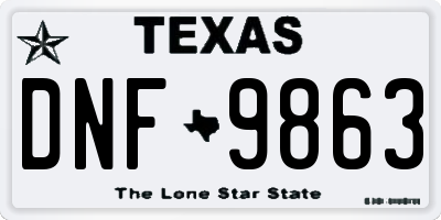 TX license plate DNF9863