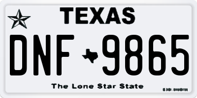 TX license plate DNF9865