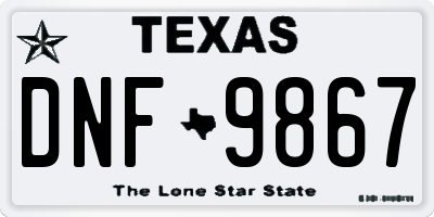 TX license plate DNF9867