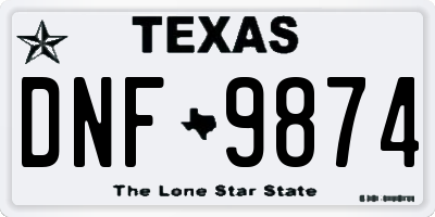 TX license plate DNF9874