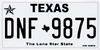 TX license plate DNF9875