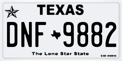 TX license plate DNF9882