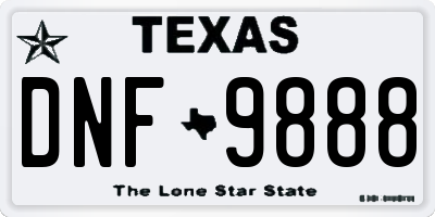 TX license plate DNF9888