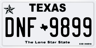 TX license plate DNF9899
