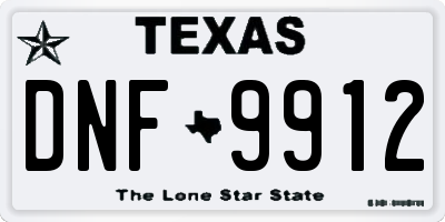 TX license plate DNF9912
