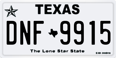 TX license plate DNF9915