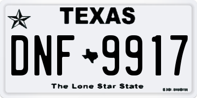 TX license plate DNF9917