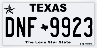 TX license plate DNF9923