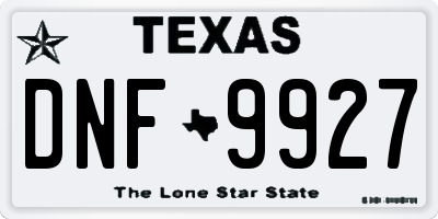 TX license plate DNF9927