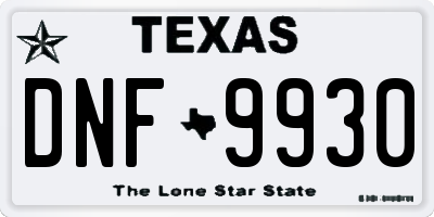 TX license plate DNF9930