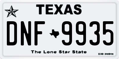 TX license plate DNF9935