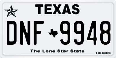 TX license plate DNF9948