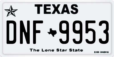 TX license plate DNF9953
