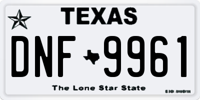 TX license plate DNF9961