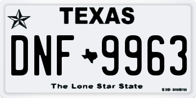 TX license plate DNF9963