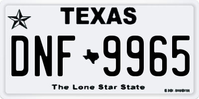TX license plate DNF9965