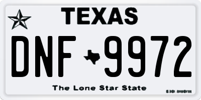TX license plate DNF9972