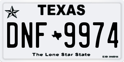 TX license plate DNF9974