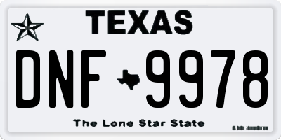 TX license plate DNF9978