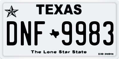 TX license plate DNF9983