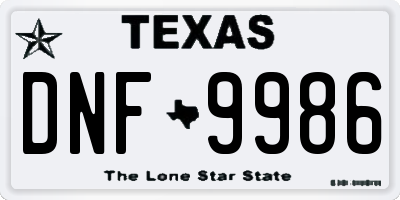 TX license plate DNF9986