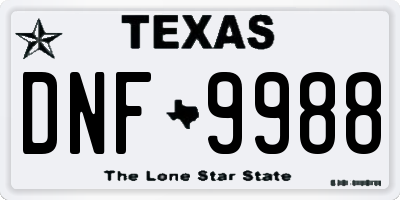 TX license plate DNF9988