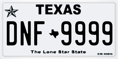 TX license plate DNF9999