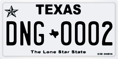 TX license plate DNG0002