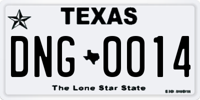 TX license plate DNG0014