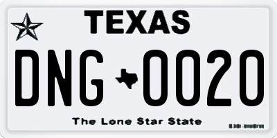 TX license plate DNG0020