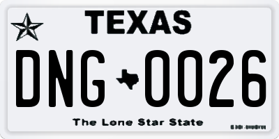 TX license plate DNG0026