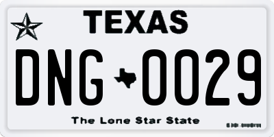 TX license plate DNG0029