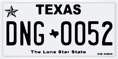 TX license plate DNG0052