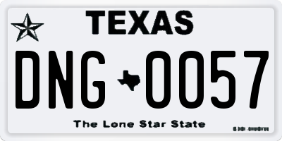TX license plate DNG0057