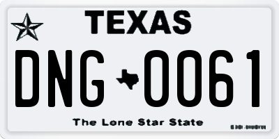 TX license plate DNG0061