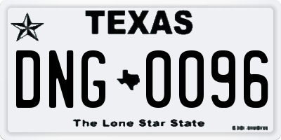 TX license plate DNG0096