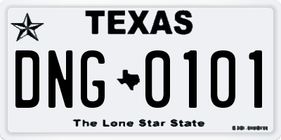 TX license plate DNG0101
