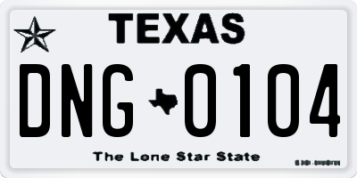 TX license plate DNG0104
